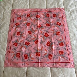 Vintage Mr Emperor Floral Print Twill Scarf Pink 26” Square